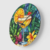 Tropischer Cocktail Elegance" - Hartglas Große Wanduhr (Winkel)