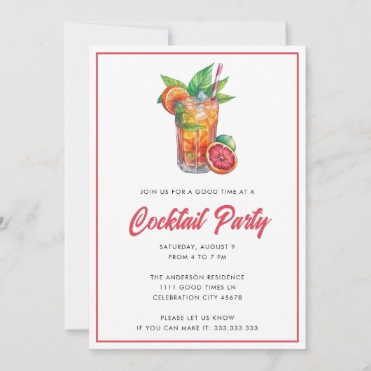 Tropischer Cocktail Party Backyard Summer Drinks Einladung (Vorderseite)