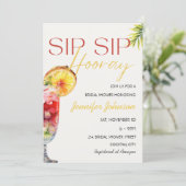 Tropischer Cocktail Sip Hooray Brautparty Einladung (Stehend Vorderseite)