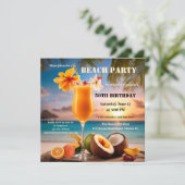 Tropischer Cocktail Summer Beach Geburtstagsparty Einladung (Stehend Vorderseite)