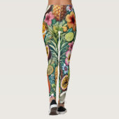 Tropischer Cocktail und florale Frauen Leggings (Rückseite)