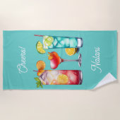 Tropischer Cocktails individuelle Name Strandtuch (Vorderseite)