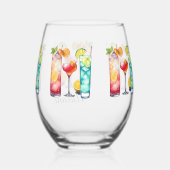 Tropischer Cocktails individuelle Name Weinglas Ohne Stiel (Rückseite)