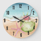 Tropischer Cocktailstall Große Wanduhr (Vorderseite)