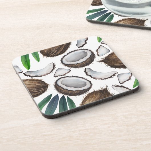 Tropischer Coconut Cork Untersetzer | Kokosnuss-Un (Linke Seite)