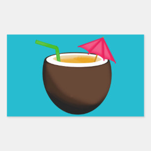 Tropischer Coconut Drink Rechteckiger Aufkleber