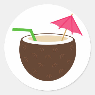 Tropischer Coconut Drink Runder Aufkleber