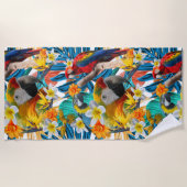 Tropischer Collagen-Papageimacaw-buntes Strandtuch (Vorderseite)