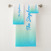 TROPISCHER Cooler weißer Farbverlauf mit blauem Te Badhandtuch Set (Insitu)