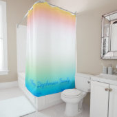 TROPISCHER Cooler weißer Farbverlauf mit blauem Te Duschvorhang (Beispiel)