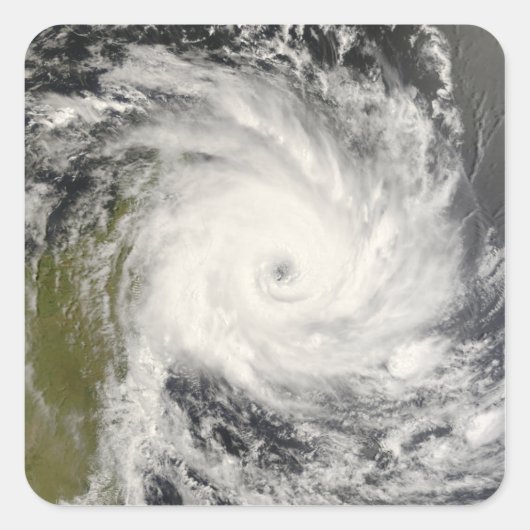 Tropischer Cyclone Ivan über Madagaskar Quadratischer Aufkleber (Vorderseite)