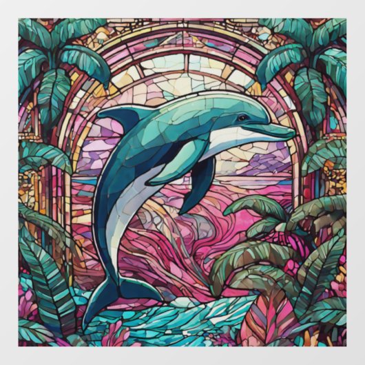 Tropischer Delphin Festivals Fensteraufkleber (Blatt)