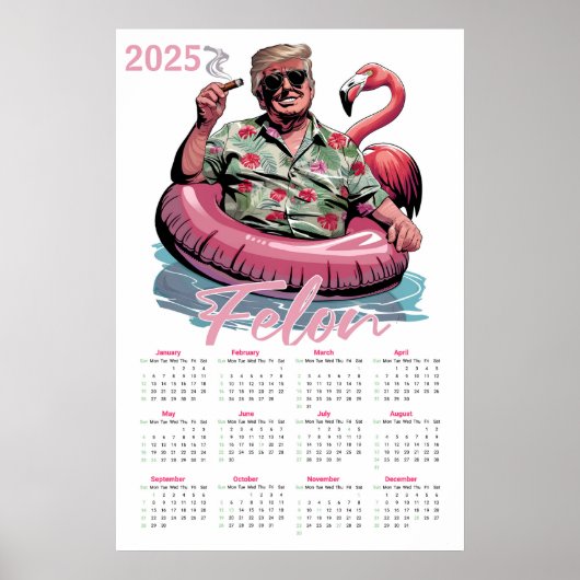 Tropischer Donald Trump Felon 2025-Kalender Poster (Vorne)