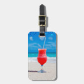 Tropischer Drink am Strand gefroren mit Monogramm Gepäckanhänger (Vorderseite vertikal)