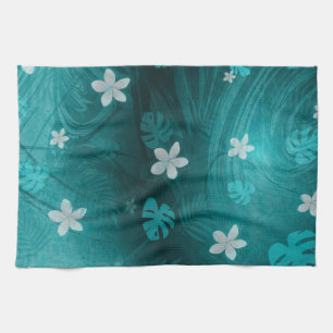 Tropischer Druck des Plumeria-Türkises Handtuch