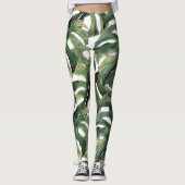 Tropischer Druck in Aquarellfarben Leggings (Vorderseite)