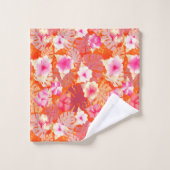 Tropischer Druck in lebender Koralle Badhandtuch Set (Waschlappen)