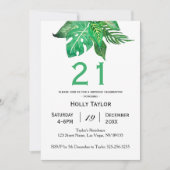 Tropischer Dschungel-21. Geburtstags-Einladung Einladung (Vorderseite)