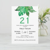 Tropischer Dschungel-21. Geburtstags-Einladung Einladung (Stehend Vorderseite)