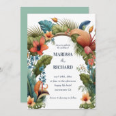 Tropischer Dschungel Arch Exotic Floral Summer Wed Einladung (Vorne/Hinten)