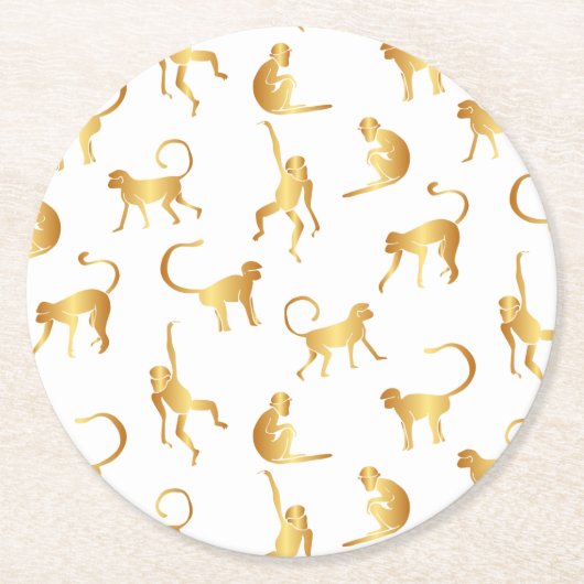 Tropischer Dschungel aus Gold Runder Pappuntersetzer (Vorderseite)