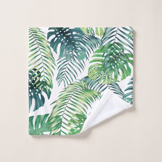 Tropischer Dschungel Blätter Botanisches Badetuch Badhandtuch Set (Waschlappen)