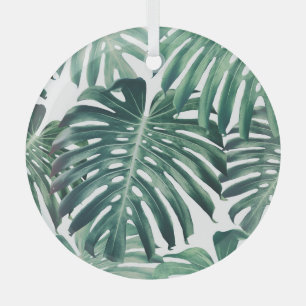 Tropischer Dschungel Blätter floraler Hintergrund Ornament Aus Glas