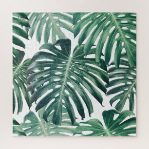 Tropischer Dschungel Blätter floraler Hintergrund Puzzle