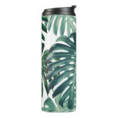 Tropischer Dschungel Blätter floraler Hintergrund Thermosbecher (Nach links gedreht)