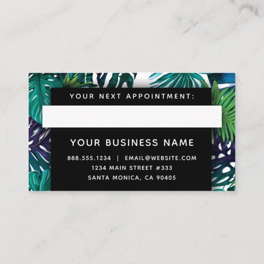 Tropischer Dschungel Blätter Moderne Elegante Beru Terminkarte (Rückseite)