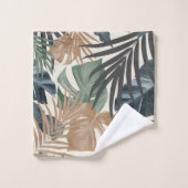 Tropischer Dschungel Blätter Muster #13a Badhandtuch Set (Waschlappen)