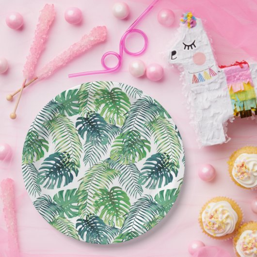Tropischer Dschungel-Blätter Pappteller (Party)