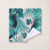 Tropischer Dschungel Blätter Traum Nr. 4 Badhandtuch Set (Waschlappen)