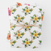 Tropischer Dschungel Blume Hibiskus frangipani Geschenkpapier Set (Beispiel)