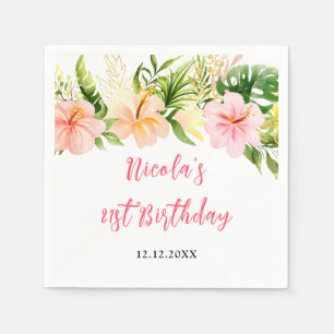 Tropischer Dschungel-Blumen-Geburtstag Serviette