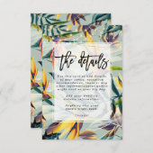 Tropischer Dschungel Blumenhochzeit Informationen Begleitkarte (Vorne/Hinten)