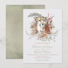 Tropischer Dschungel Cheetah Hochzeit Einladungen