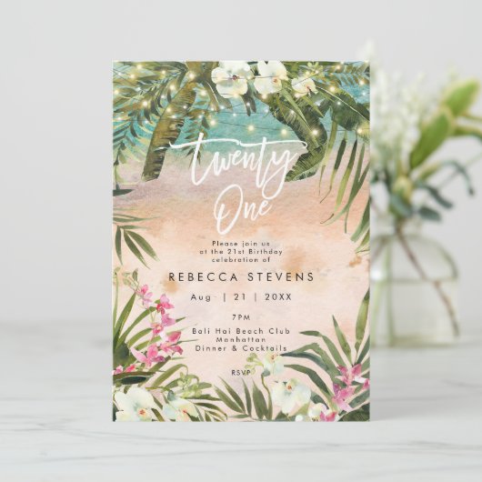 Tropischer Dschungel - Einladung zum 21. (Stehend Vorderseite)