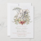 Tropischer Dschungel-Elefant-Hochzeitseinladungen Einladung (Vorderseite)