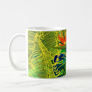Tropischer Dschungel Grüne Blätter Wasserfarbe Kaffeetasse