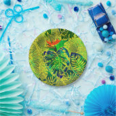 Tropischer Dschungel Grüne Blätter Wasserfarbe Pappteller (Party)