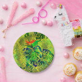 Tropischer Dschungel Grüne Blätter Wasserfarbe Pappteller (Party)