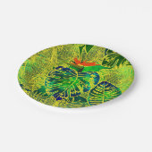 Tropischer Dschungel Grüne Blätter Wasserfarbe Pappteller (Schrägansicht)