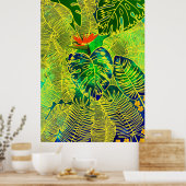 Tropischer Dschungel Grüne Blätter Wasserfarbe Poster (Küche)