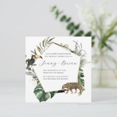 Tropischer Dschungel Grüne Hochzeit Einladung (Stehend Vorderseite)