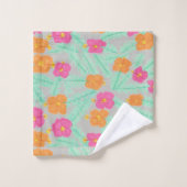 Tropischer Dschungel-Hibiskus Badhandtuch Set (Waschlappen)