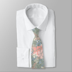 Tropischer Dschungel Hibiskus Tierprint -Salbei Krawatte