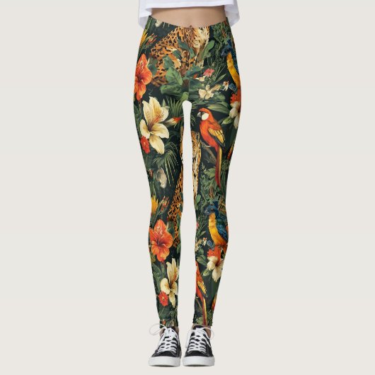 Tropischer Dschungel Leopard - Leggings (Vorderseite)