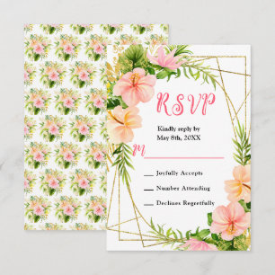 Tropischer Dschungel mit Blattwerk Hochzeit RSVP Karte