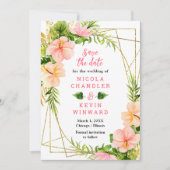 Tropischer Dschungel mit Blattwerk-Hochzeit Save The Date (Vorderseite)